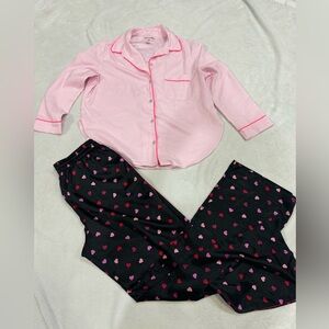 Satin Pink Hearts Victorias Secret Pijama Set